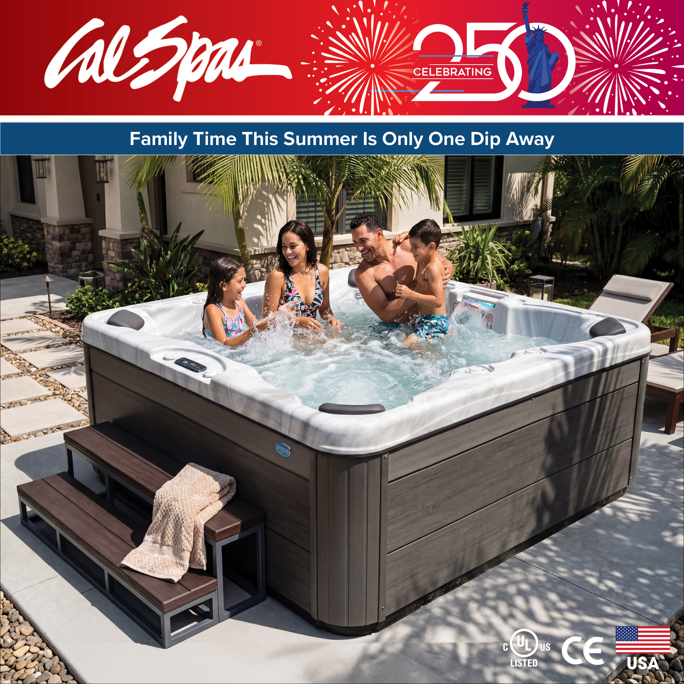 Calspas hot tub being used in a family setting - 
